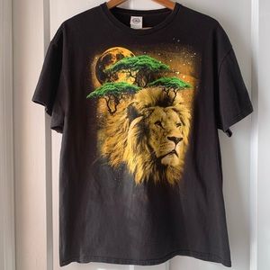 Lion Africa Safari Black Graphic Tee